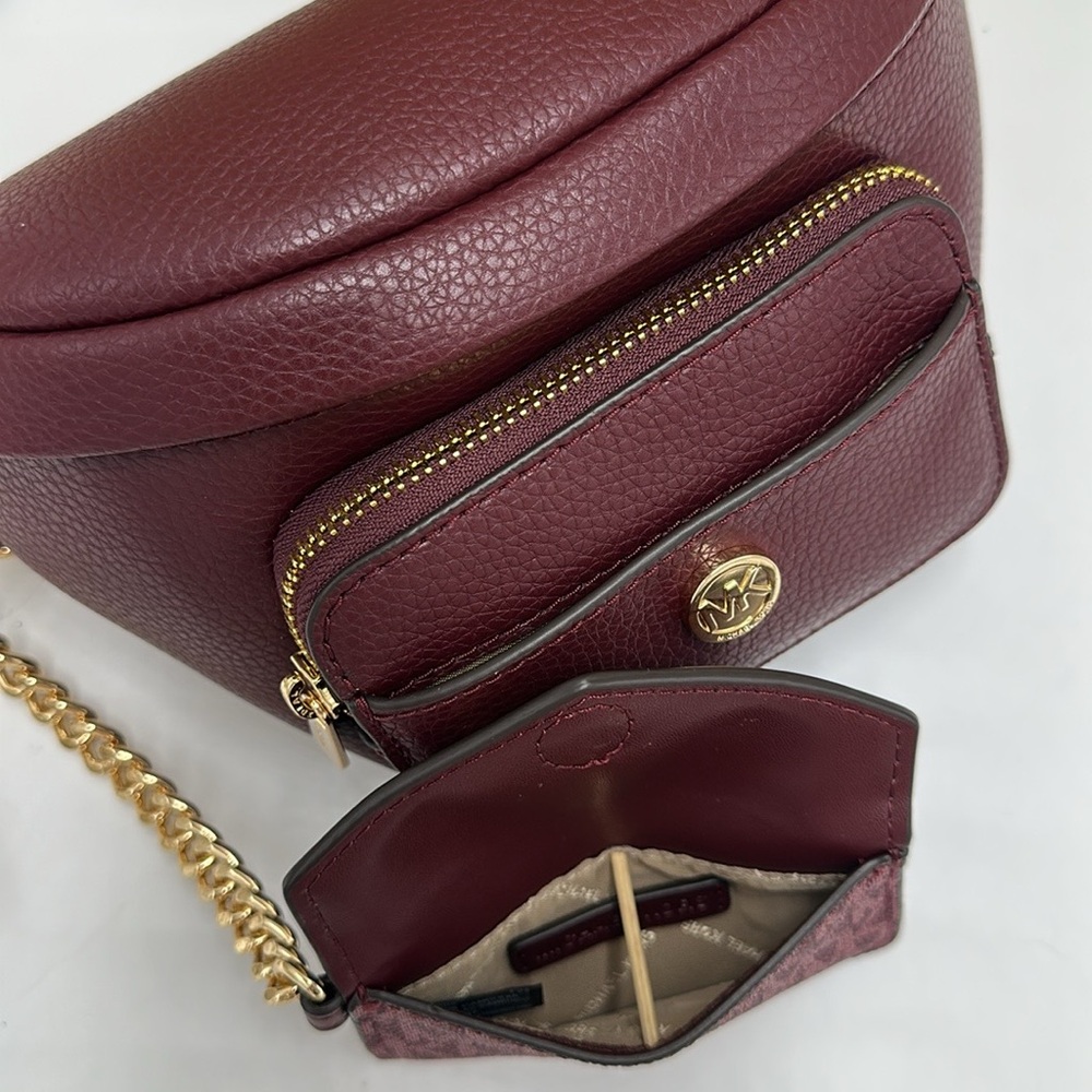 Michael Kors Maisie 2 In 1 Small Leather Waist pack Fanny pack Bag (Oxblood) MK - Picture 9 of 16
